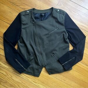 MOSSIMO Black And Green Zipper Moto Knit Blazer Size M